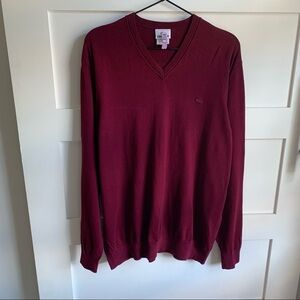 LACOSTE | GUC Maroon V-Neck Sweater Maroon Logo
